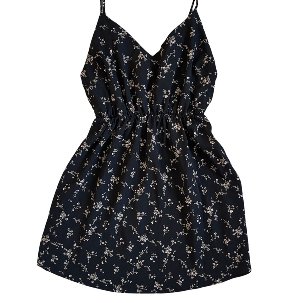 Floral Print Black Dress